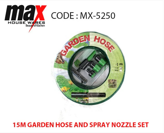 15m Garden Hose And Spray Nozzle Set