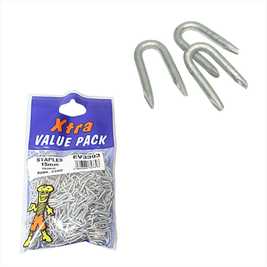 15mm Galvanised Staples Xtra Value Diy