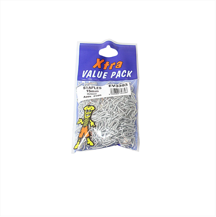 15mm Galvanised Staples Xtra Value Diy