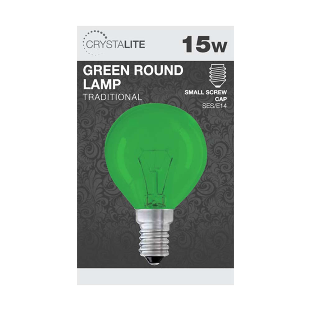 15w - Crystalite - Round - SES - Green - 1 pk box - in Grey Tray