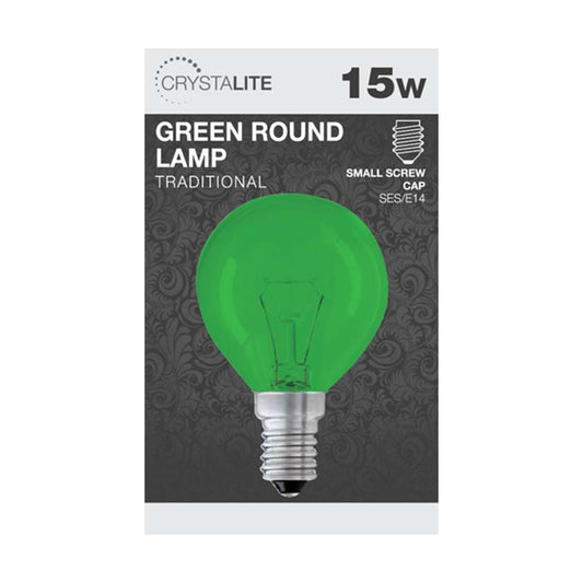 15w - Crystalite - Round - SES - Green - 1 pk box - in Grey Tray