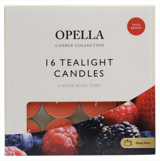 16 Opella Tealight Candles 8 Hour Long Burn Fresh Berries