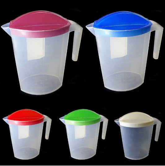 1750 ml Plastic Jug With Coloured Removable Lid, Dishwasher / Fridge Safe