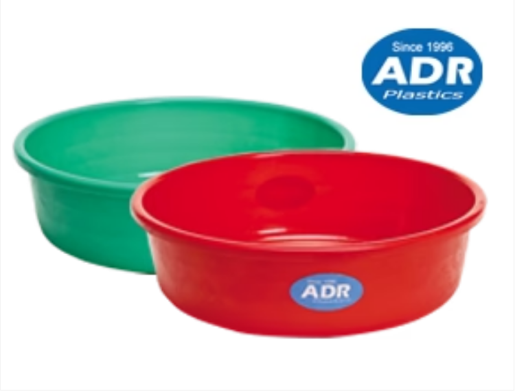 18' Plastic Washing Bowl 46cm Round Plain Assorted Colours