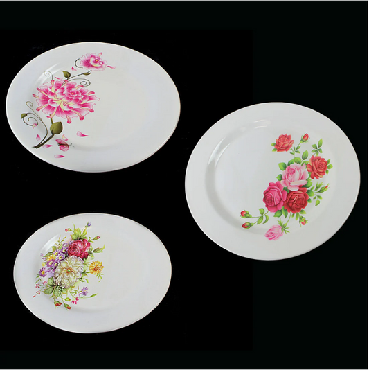 1 Piece Plastic Plate Floral Print Round Plate 20cm