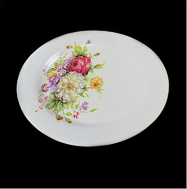 1 Piece Plastic Plate Floral Print Round Plate 20cm