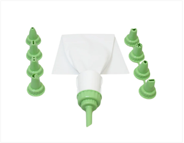 1 White Icing Bag With 9 Icing Nozzle Moulds Assorted Colours