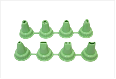 1 White Icing Bag With 9 Icing Nozzle Moulds Assorted Colours