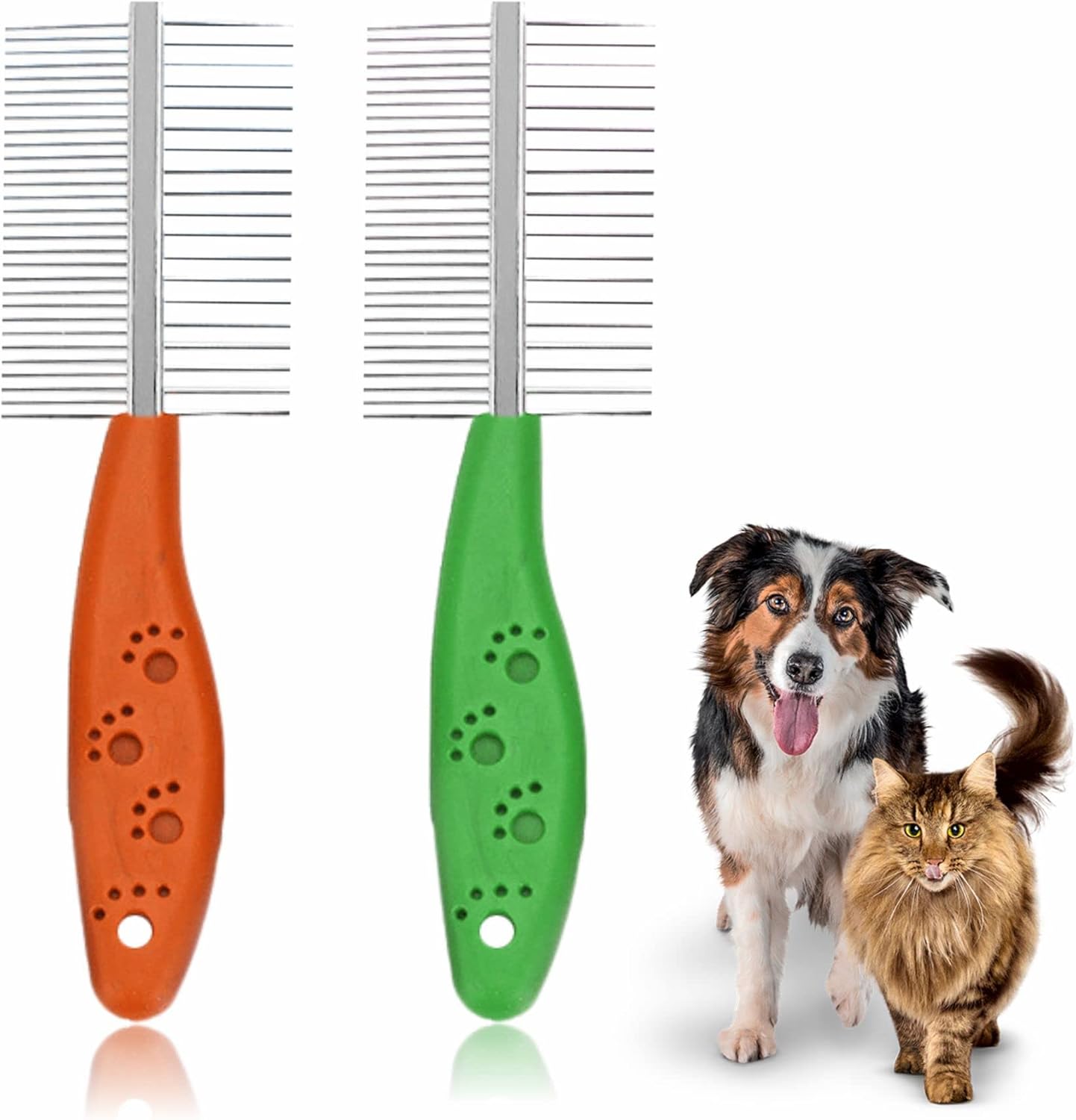 Dog Detangler Brush With Handle Pet Comb Metal Teeth