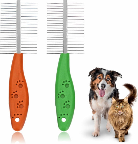 Dog Detangler Brush With Handle Pet Comb Metal Teeth