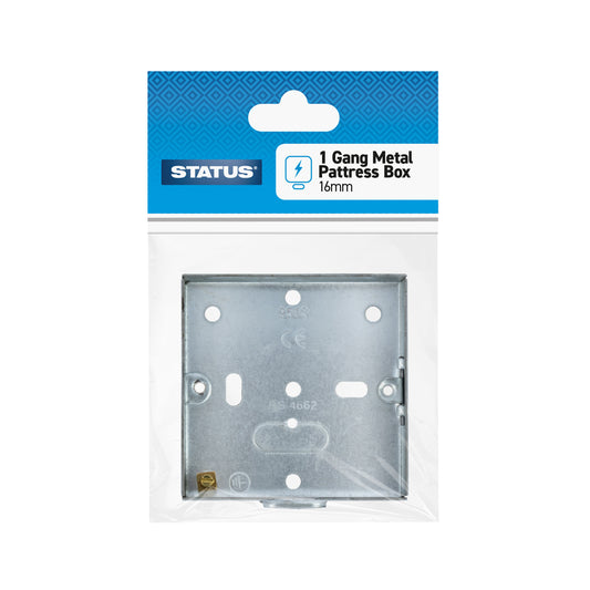 1 gang - 16mm - Metal Pattress Box - Galvanised - 1 pk - in Poly Bag / Header Card