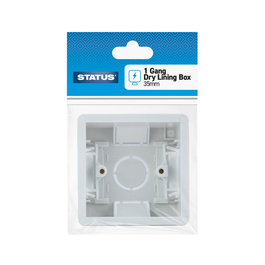 1 gang - 35 mm - Dry Lining Box - White - 1 pk - in Poly Bag / Header Card