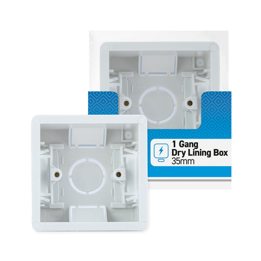 1 gang - 35 mm - Dry Lining Box - White - 1 pk - in Poly Bag - in Colour CDU