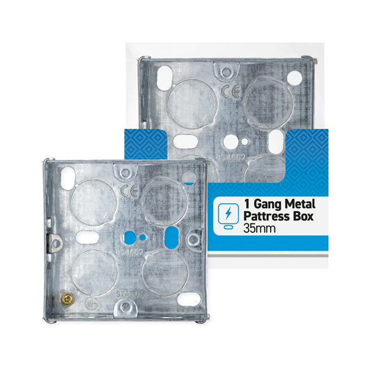 1 gang - 35mm - Metal Pattress Box - Galvanised - 1 pk - in Poly Bag - in Colour CDU