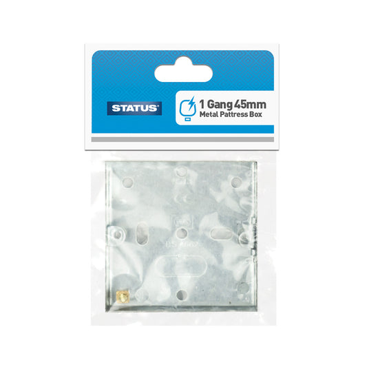 1 gang - 45mm - Metal Pattress Box - Galvanised - 1 pk - in Poly Bag / Header Card