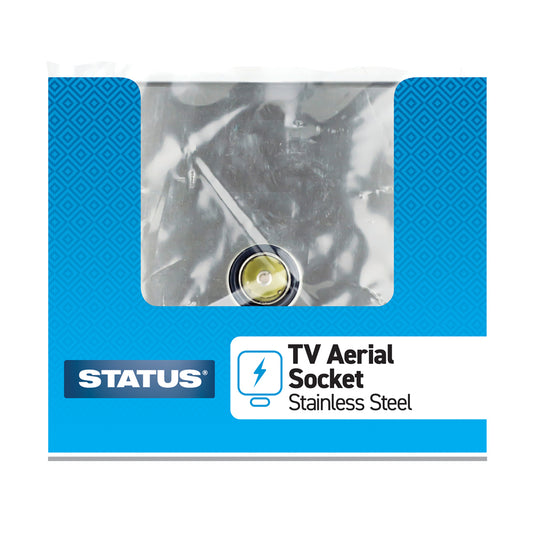 1 gang - Stainless Steel Screwless - T.V. Socket - 1 pk - in Poly Bag - in Colour CDU
