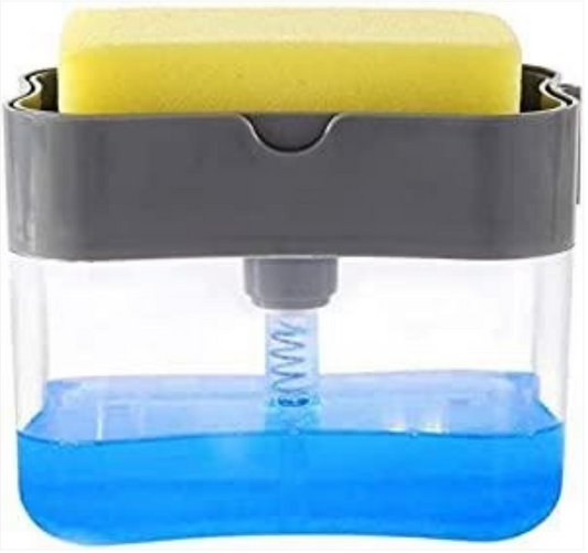 2-In-1 Counter Top Sink Soap Dispenser Sponge Holder Caddy For Kitchen