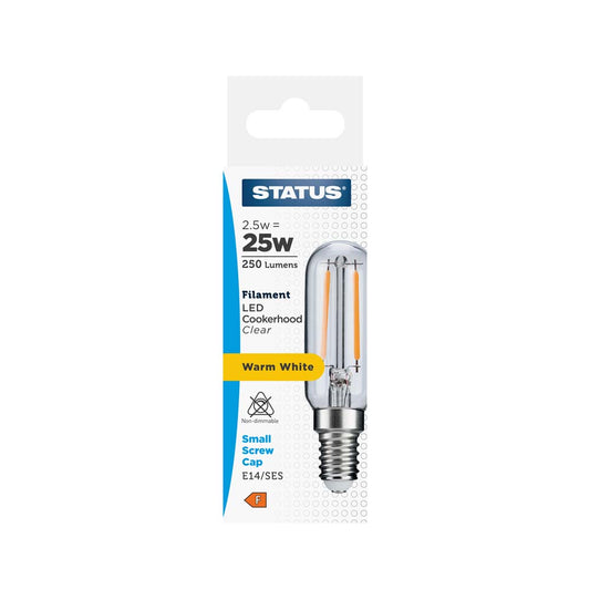 2.5w = 25w = 250 lumens - Filament LED - Cookerhood - SES - Clear - Warm White - 1 pk box - in White CDU