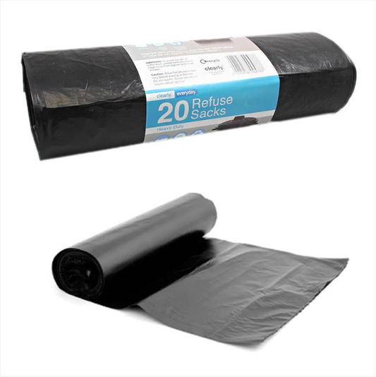 20 Pack Heavy Duty Flat Top Refuse Recycling Outdoor Garden Bags 60L