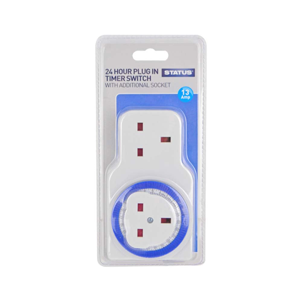 24 Hour - Timer Switch - 2 x socket Outlet - White - 1 pk - in a Clam Shell