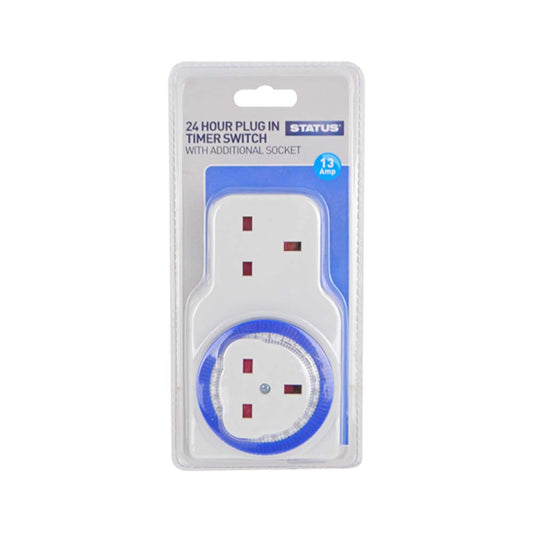 24 Hour - Timer Switch - 2 x socket Outlet - White - 1 pk - in a Clam Shell