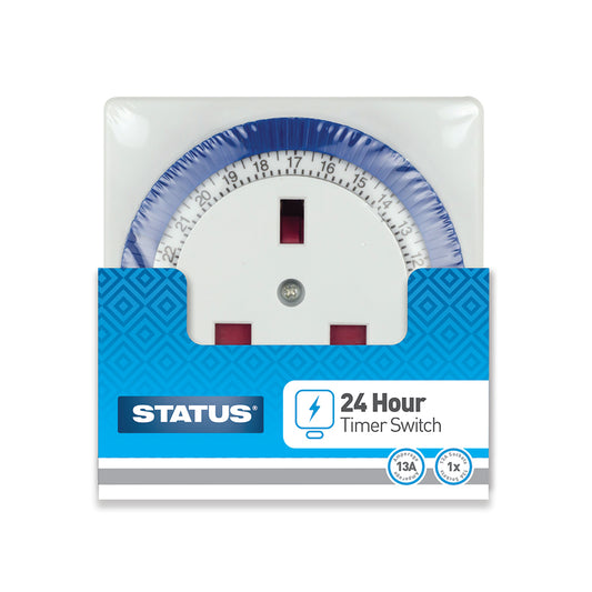 24 Hour - Timer Switch - "Square" - White - 1 pk - Shrink Wrapped - in Colour CDU