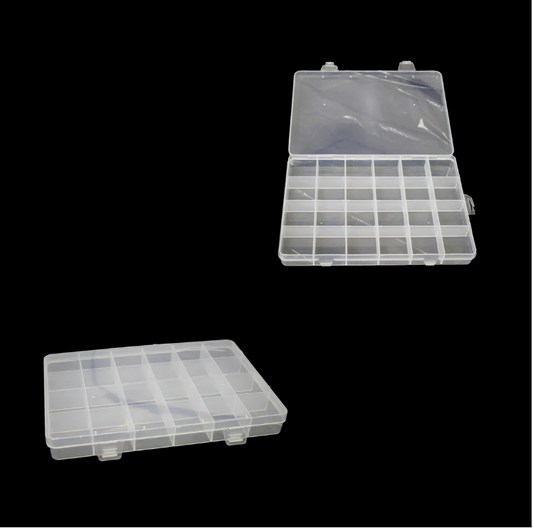 24 Plastic Compartment Box Small Organiser Storage Craft Box 19cm x 13cm