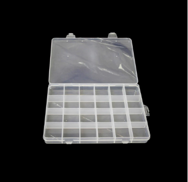 24 Plastic Compartment Box Small Organiser Storage Craft Box 19cm x 13cm