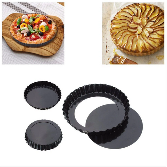 24cm Fluted Quiche Tart Pie Non Stick Loose Base Baking Cake Mould Tin