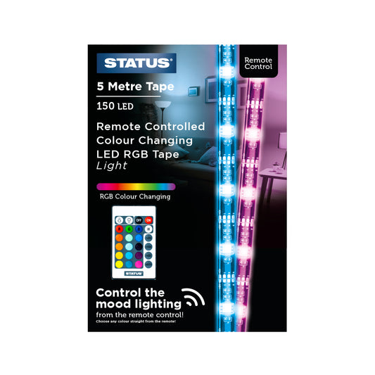24w - LED Colour Changing - 5m Tape Kit - 16 Colour Modes / 4 Transition Modes - Remote Control - 5m Range - 1 pk glossy box