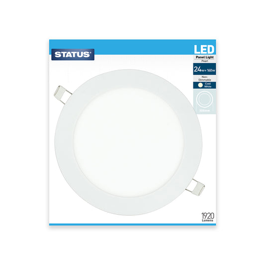 24w = 1920 lumens - Round Panel Light - Cool White - LED - 300mm - Pearl - 1 pk box