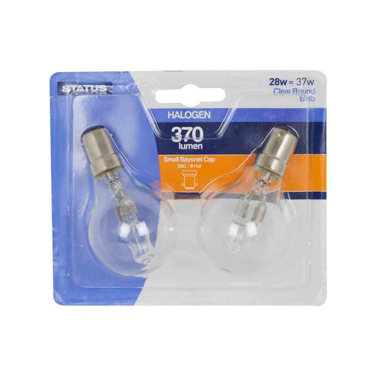 28w = 37w - Halogen - Round - SBC - Clear - 2 pk - Blister Card
