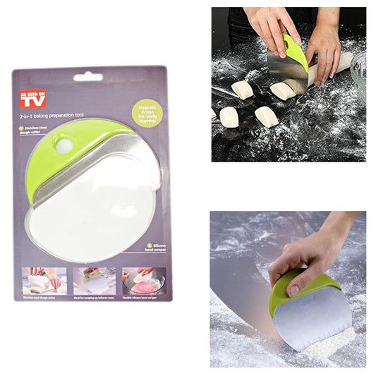 2 In 1 Baking Preparation Tool Dough Cutter Bowl Scraper