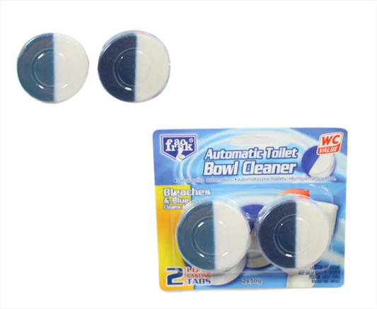 2 Pack Automatic Toilet Bowl Cleaner Bleaches and Clean Blue/White 2 x 50g