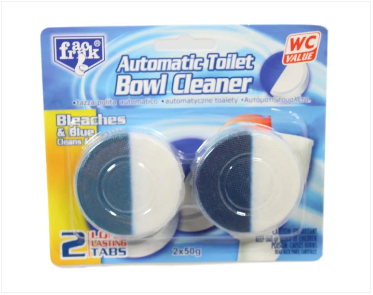 2 Pack Automatic Toilet Bowl Cleaner Bleaches and Clean Blue/White 2 x 50g