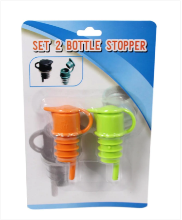 2 Pack Bottle Stopper Liquid Champagne Bottle Lids 2 Colours Plastic