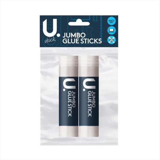 2 Pack Jumbo Glue Sticks Quick Dry Washable Non Toxic Glue