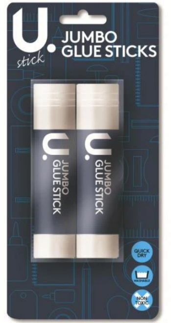 2 Pack Jumbo Glue Sticks Quick Dry Washable Non Toxic Glue