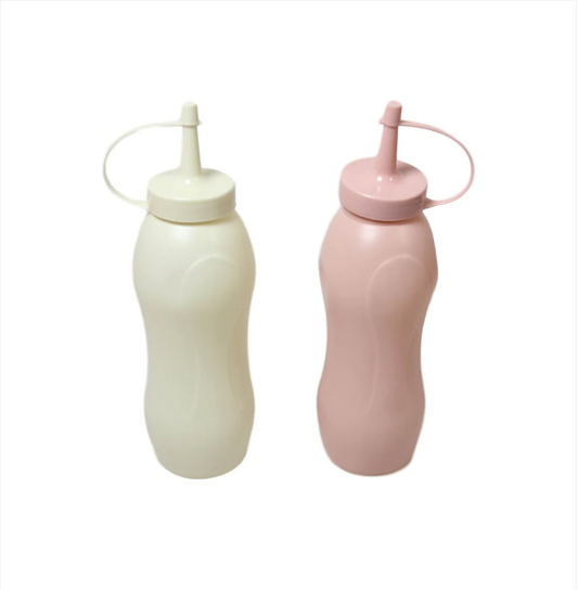 2 Pack Plastic Beige Nude Colour Sauce Bottles 20c x 6cm