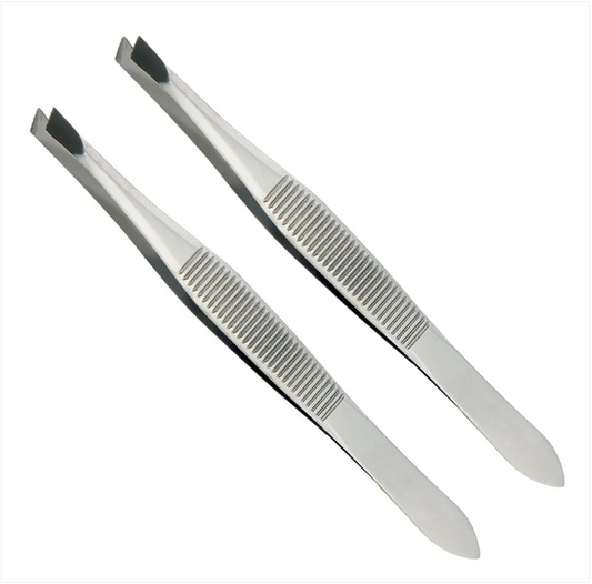 2 Pack Stainless Steel Tweezer Set Straight Tip Tweezer 9cm