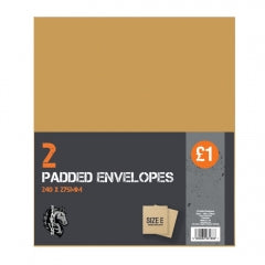 2 Size E Padded Envelopes 220x265mm