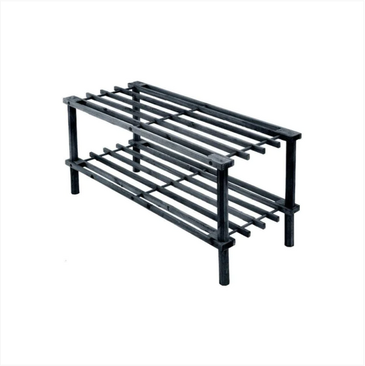 2 Tier Black Shoe Rack Indoor Kitchen Lounge Bedroom Shoe Storage Rack