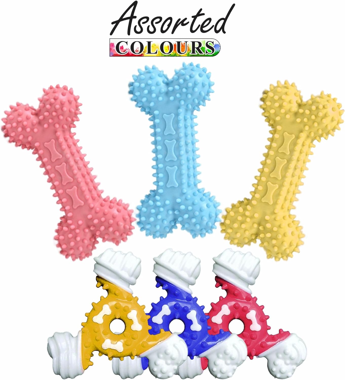Puppy Teething Toys Spinning Ring & Rubber Bone