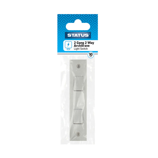 2 gang - 2 way - Architrave - Light Switch - White - 1 pk - in Poly Bag / Header Card