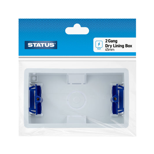 2 gang - 45 mm - Dry Lining Box - White - 1 pk - in Poly Bag / Header Card