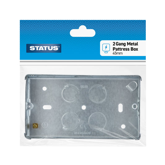 2 gang - 45mm - Metal Pattress Box - Galvanised - 1 pk - in Poly Bag / Header Card