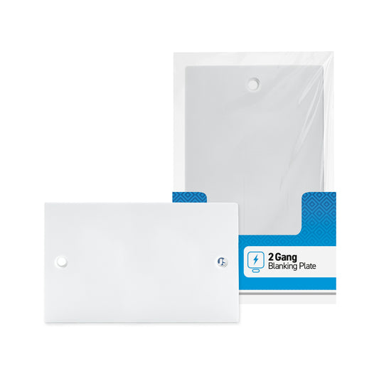 2 gang - Blanking Plate - White - 1 pk - in Poly Bag - in Colour CDU