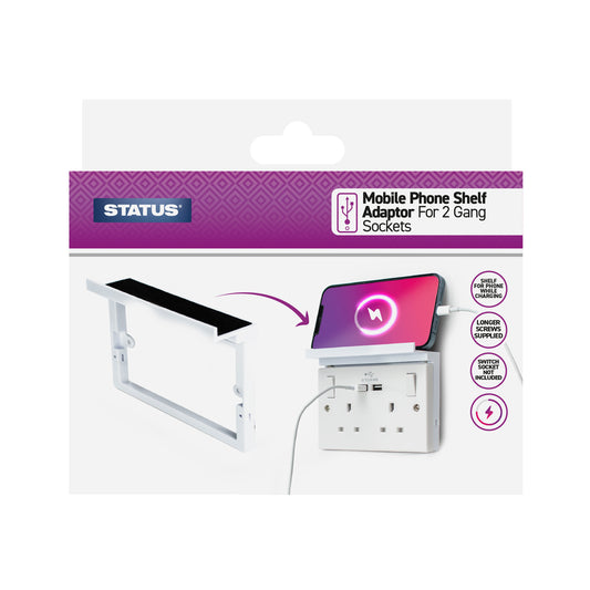 2 gang - Mobile Phone Shelf - White - 1 pk - in Colour Box