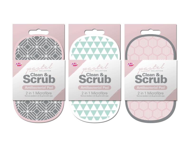 2 in 1 Antibacterial Scrubbing Pad - Pastel