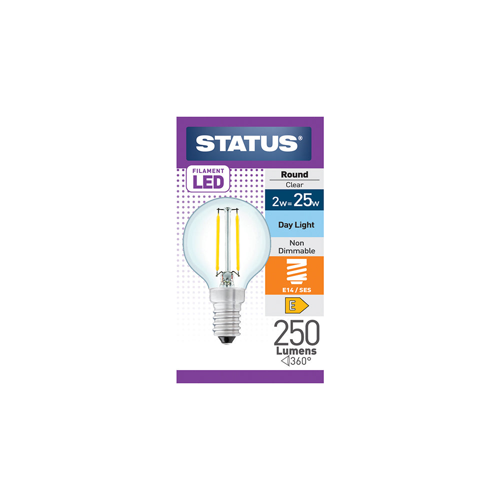2w = 25w = 270 lumens - Filament LED - Round - SES - Clear - Day Light - 1 pk box - in White CDU